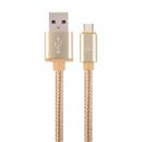 Kabel CABLEXPERT USB 2.0 AM na Type-C kabel (AM/CM), 1,8m, opletený, zlatý, blister