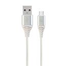 Kabel CABLEXPERT USB 2.0 AM na Type-C kabel (AM/CM), 1m, opletený, bílo-strříbrný, blister, PREMIUM QUALITY