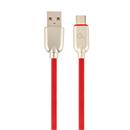 Kabel CABLEXPERT USB 2.0 AM na Type-C kabel (AM/CM), 1m, pogumovaný, červený, blister, PREMIUM QUALITY