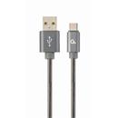 Kabel CABLEXPERT USB 2.0 AM na Type-C kabel (AM/CM), 2m, metalická spirála, šedý, blister, PREMIUM QUALITY