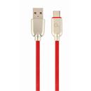 Kabel CABLEXPERT USB 2.0 AM na Type-C kabel (AM/CM), 2m, pogumovaný, červený, blister, PREMIUM QUALITY