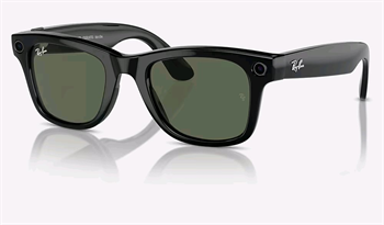 Meta Ray-Ban Gen1 Wayfarer, Shiny Black, G15 Green LARGE